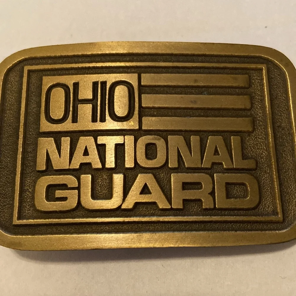 Vintage Ohio National Guard Brass Belt Buckle Raye Limited